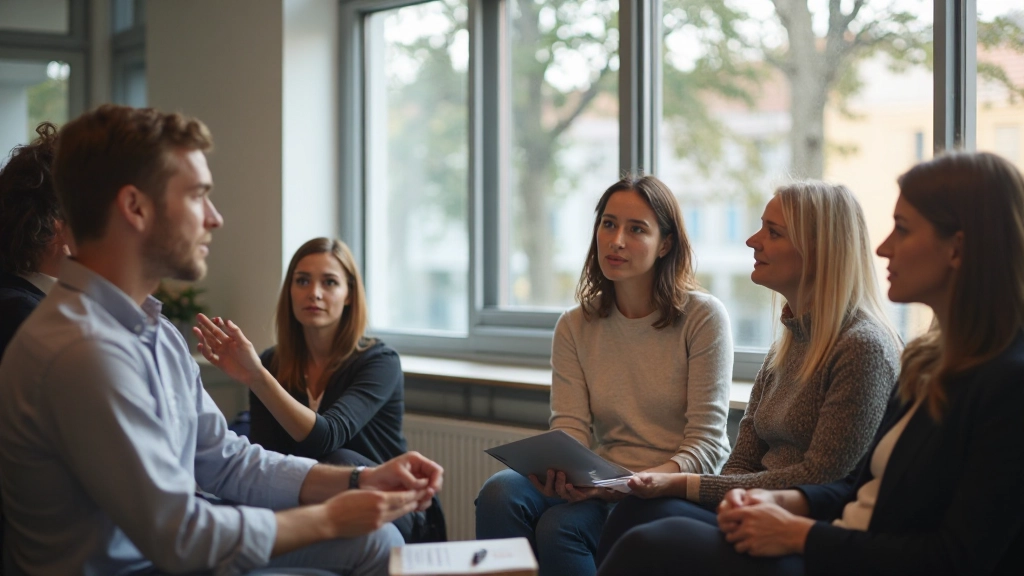 Assertiveness training workshop in a modern professional setting